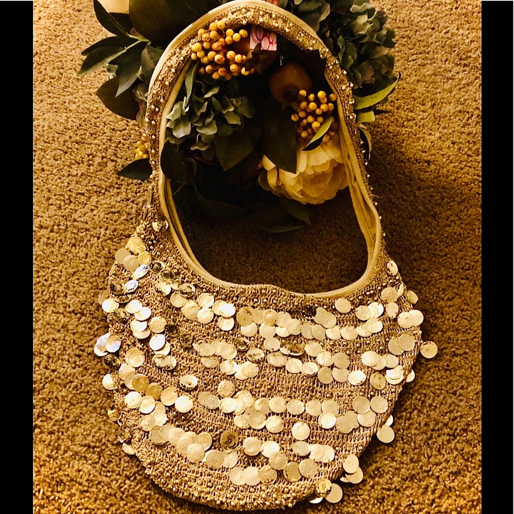 Cute Croatia Knitted Coins & Beads Shoulder Bag